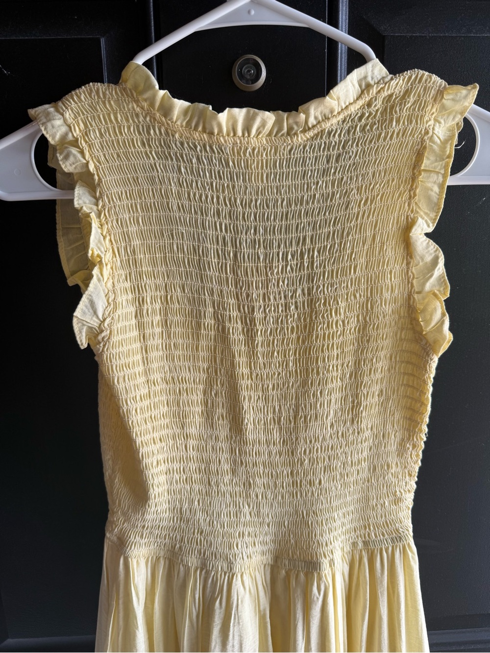 NWT butter-yellow smocked midi dress featuring a sweetheart neckline Size Small - Picture 14 of 14